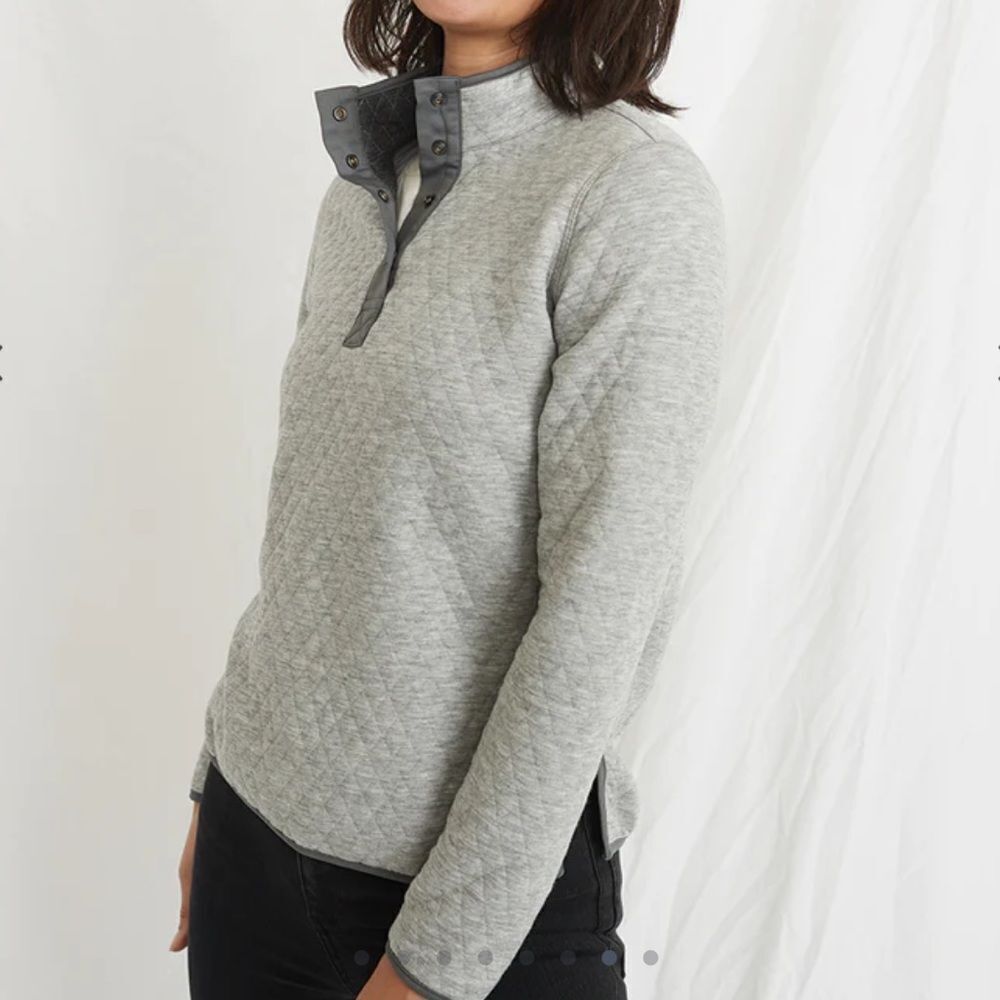 Marine Layer Women's Reversible Corbet Pullover in Heather‎ Grey/Charcoal L Nwt